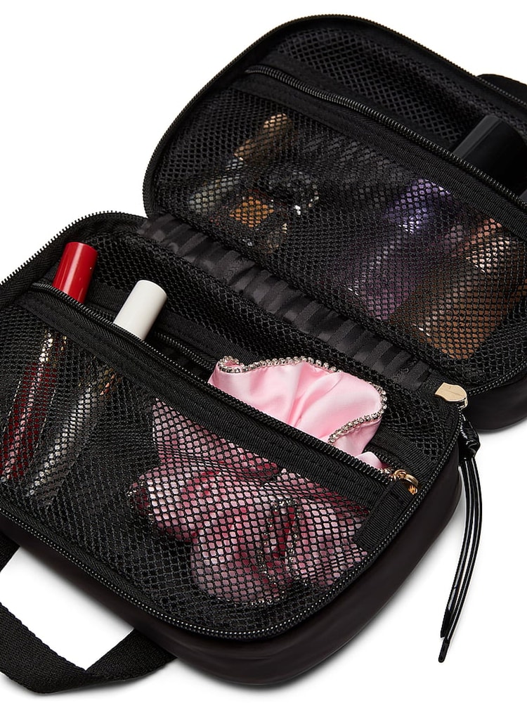 Victoria's Secret Black V Quilt Travel Makeup Bag - Image 3 of 3