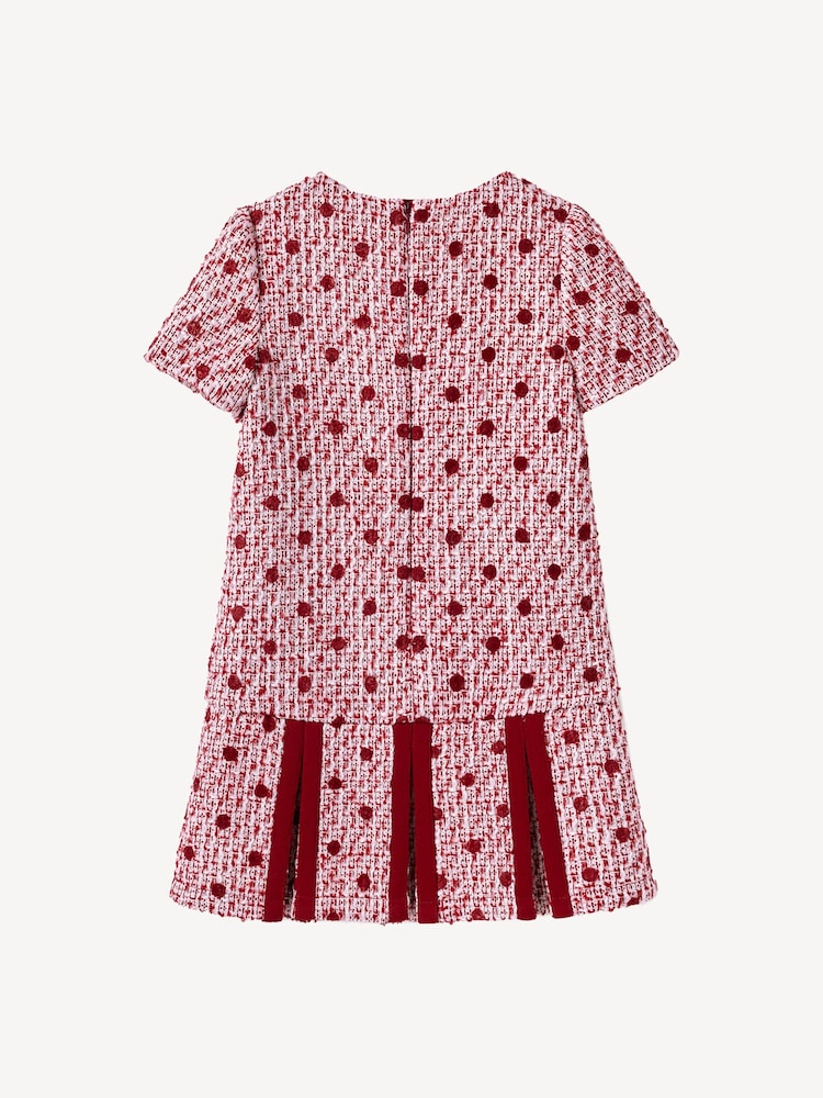 Self-Portrait Red Polka Dot Boucle Dress - Image 2 of 2 Self-Portrait Red Polka Dot Boucle Dress - Image 2 of 2