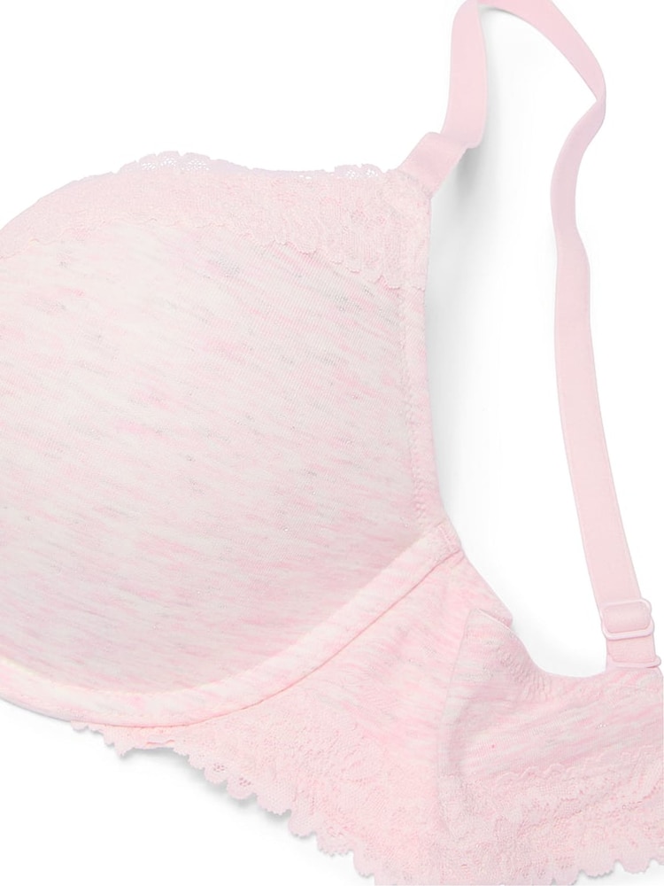 Victoria's Secret PINK Petal Pink Lightly Lined Cotton Heather Lace Trim Bra - Image 3 of 3 Victoria's Secret PINK Petal Pink Lightly Lined Cotton Heather Lace Trim Bra - Image 3 of 3