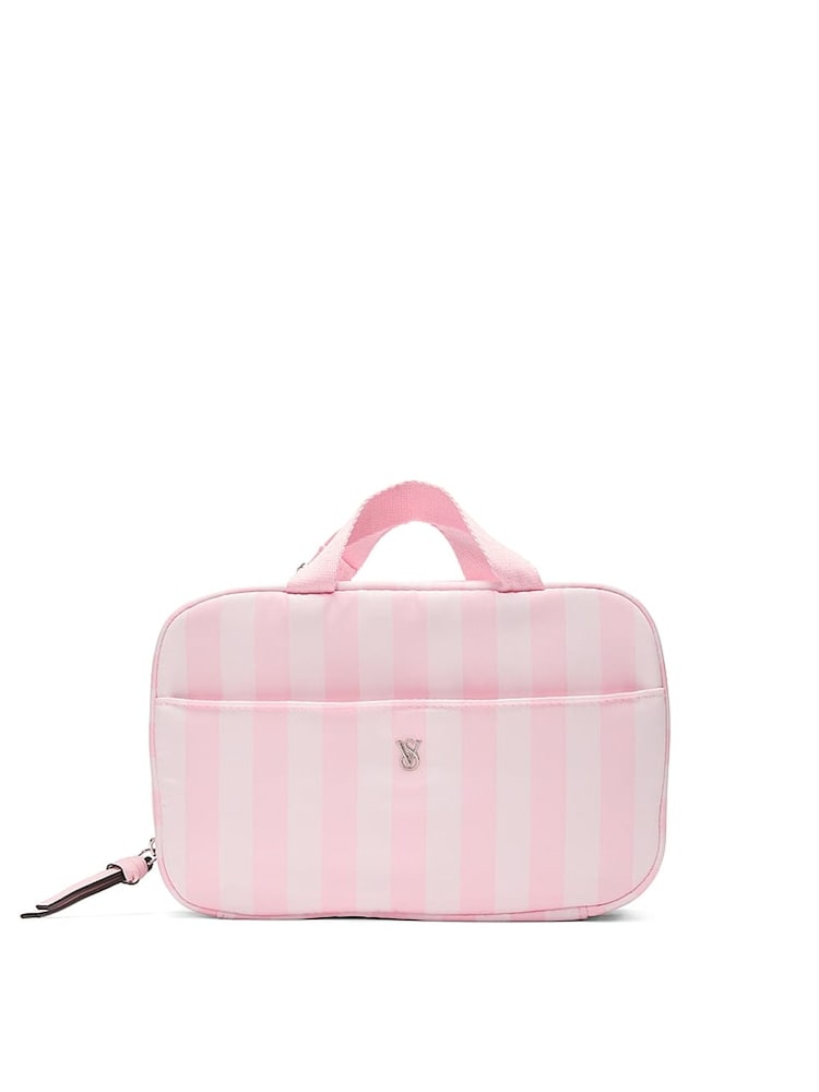 Victoria's Secret Iconic Stripe Pink Travel Makeup Bag - Image 1 of 3