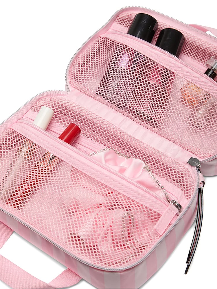 Victoria's Secret Iconic Stripe Pink Travel Makeup Bag - Image 3 of 3