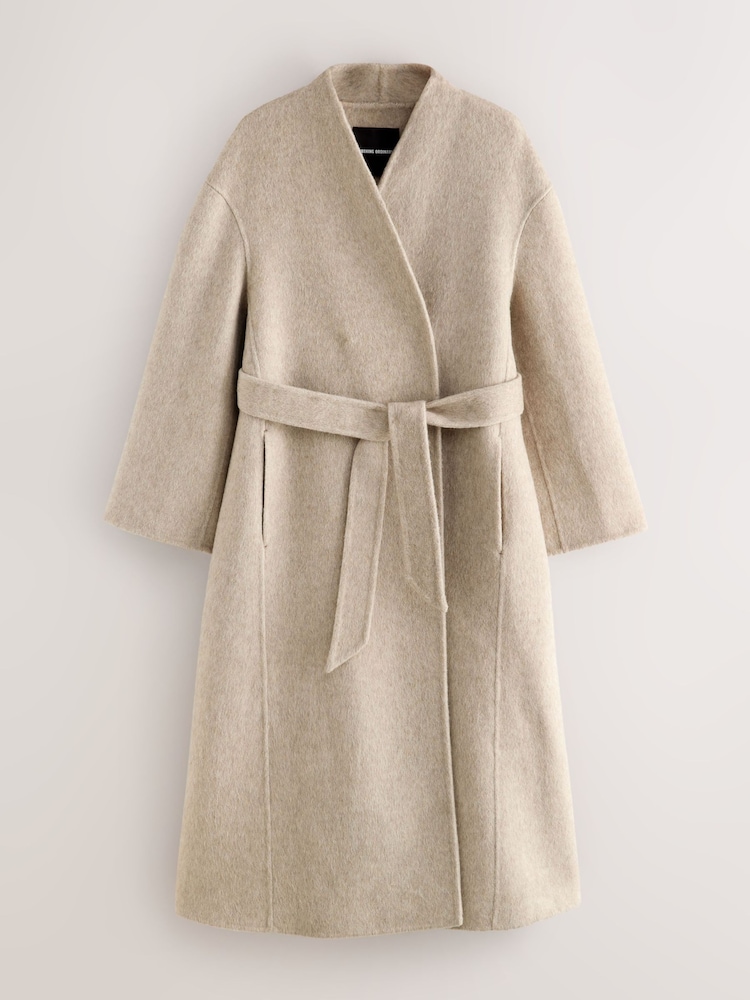 Nothing Ordinary Oatmeal Wool Rich Shawl Maxi Coat - Image 2 of 5