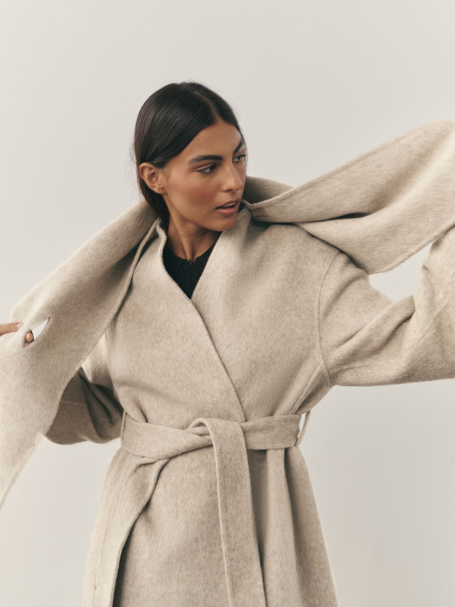 Buy Nothing Ordinary Oatmeal Wool Rich Scarf Maxi Coat from Next USA