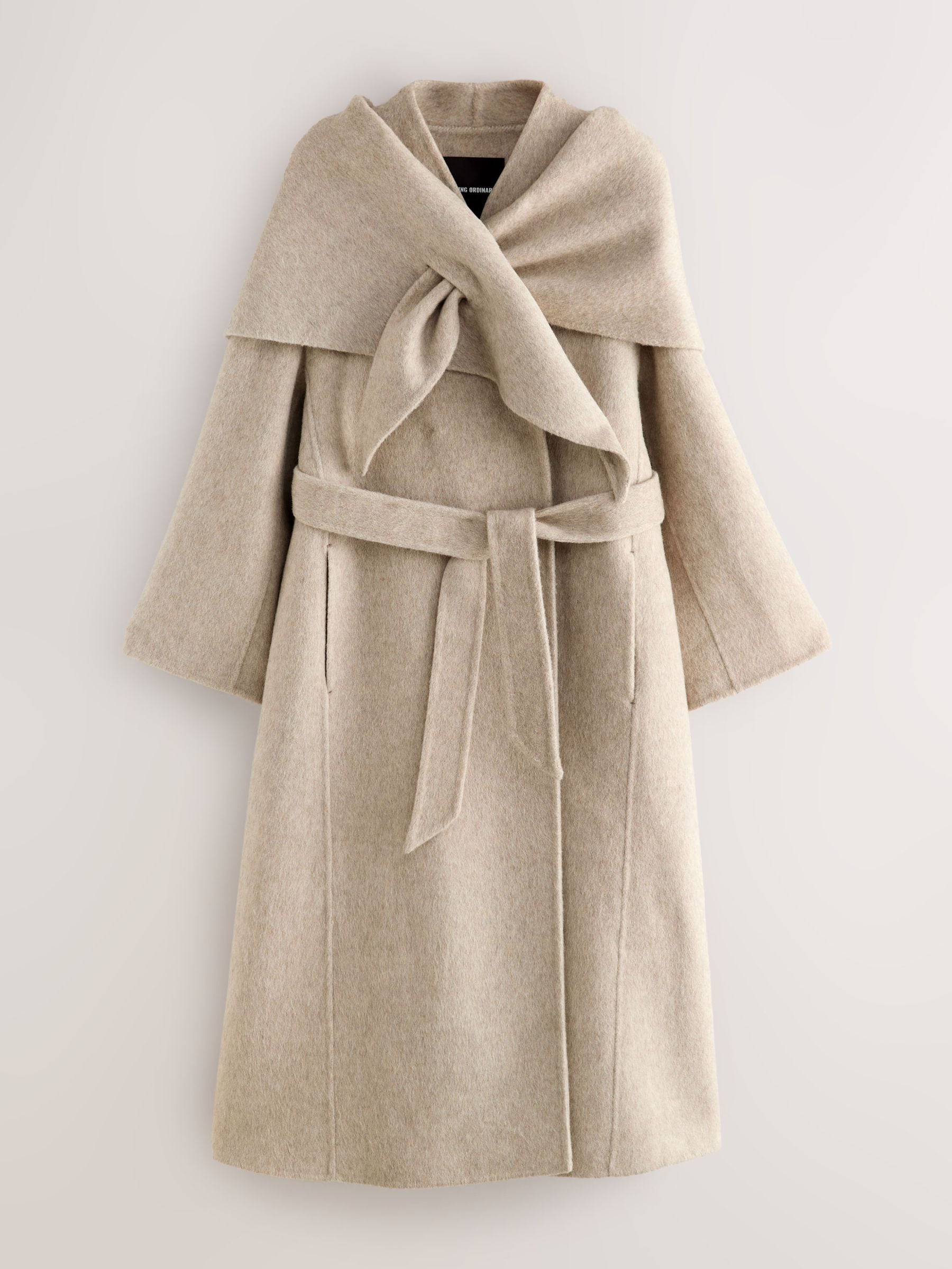 Buy Nothing Ordinary Oatmeal Wool Rich Scarf Maxi Coat from Next USA