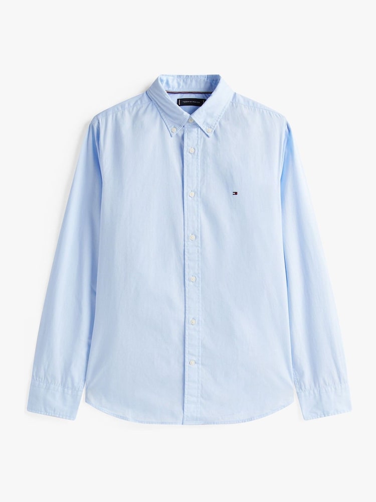 Tommy Hilfiger Blue Regular Fit Flex Poplin Shirt - Image 5 of 5
