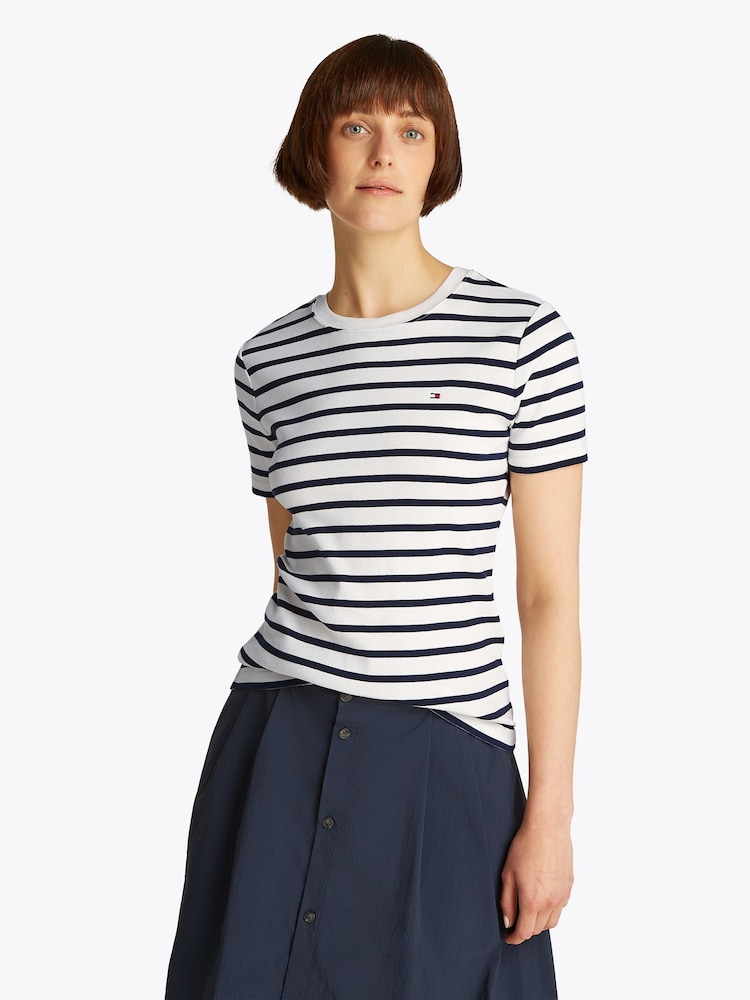 Tommy Hilfiger Blue Slim Crew Neck T-Shirt - Image 1 of 6 Tommy Hilfiger Blue Slim Crew Neck T-Shirt - Image 1 of 6