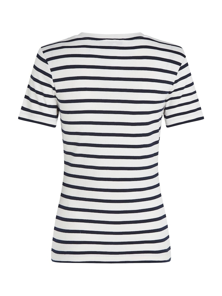 Tommy Hilfiger Blue Slim Crew Neck T-Shirt - Image 6 of 6 Tommy Hilfiger Blue Slim Crew Neck T-Shirt - Image 6 of 6