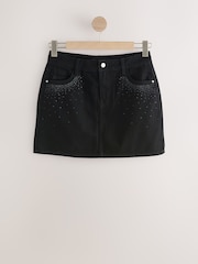 Black Embellished Pocket Denim Mini Skirt - Image 6 of 8
