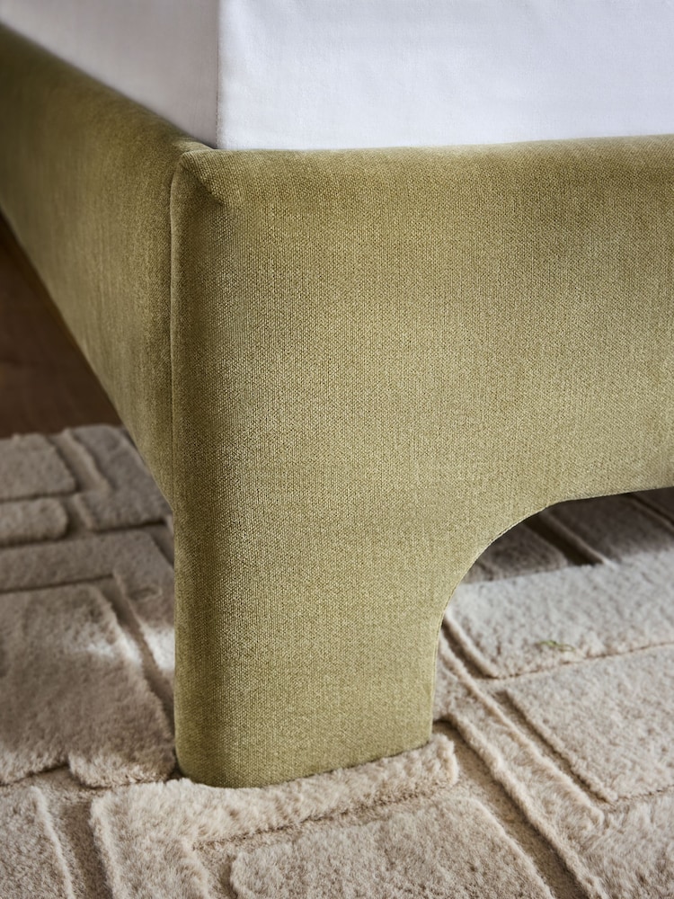 Relaxed Chenille Light Olive Green Ebony Upholstered Bed Frame - Image 7 of 7 Relaxed Chenille Light Olive Green Ebony Upholstered Bed Frame - Image 7 of 7