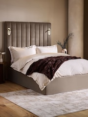 Soft Velvet Mink Brown Mayfair Tall Upholstered Ottoman Storage Bed Frame - Image 1 of 6