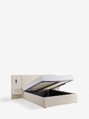 Sunray Design Brushed Weave Oyster Natural Mayfair Upholstered Hotel Bed Frame with Ottoman Storage Bedside Tables and Lights - Image 9 of 10