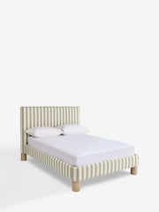Woven Stripe Sage Green Brayden Upholstered Bed Frame - Image 8 of 9
