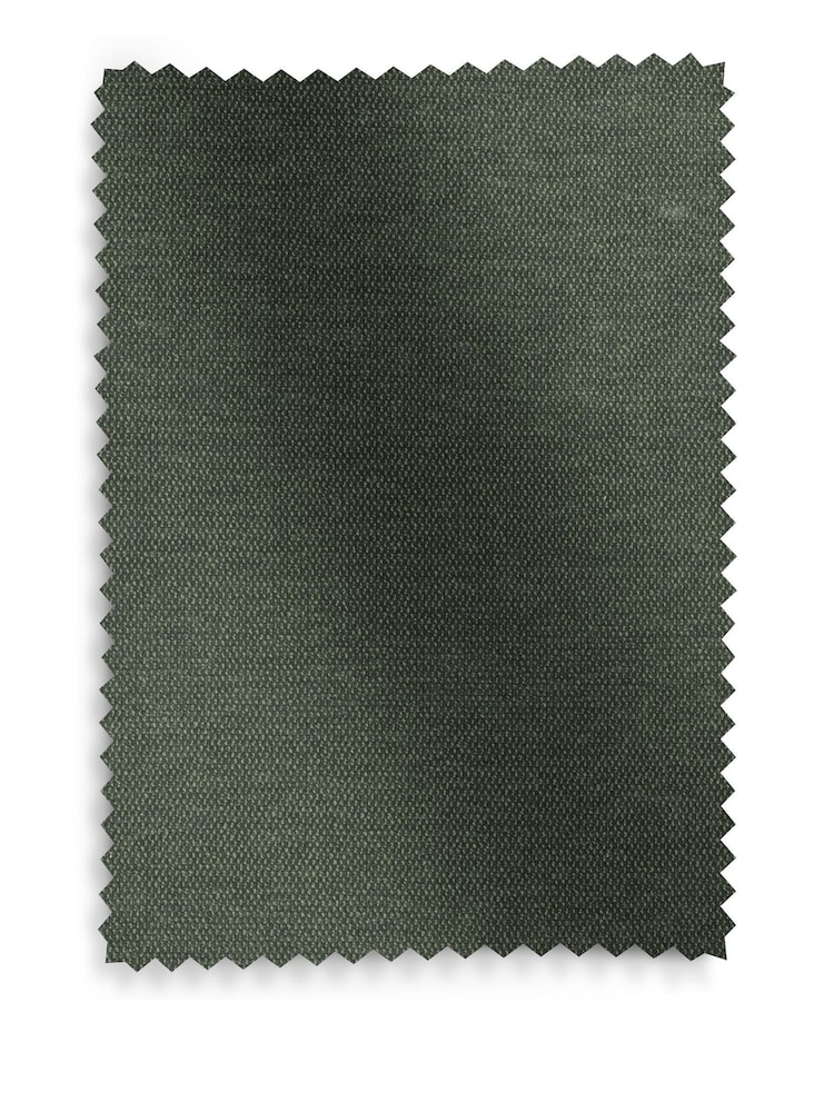 Soft Twill Forest Green and Smoked Oak Effect Wren Wooden Scallop Wave Bed Frame - Image 10 of 10