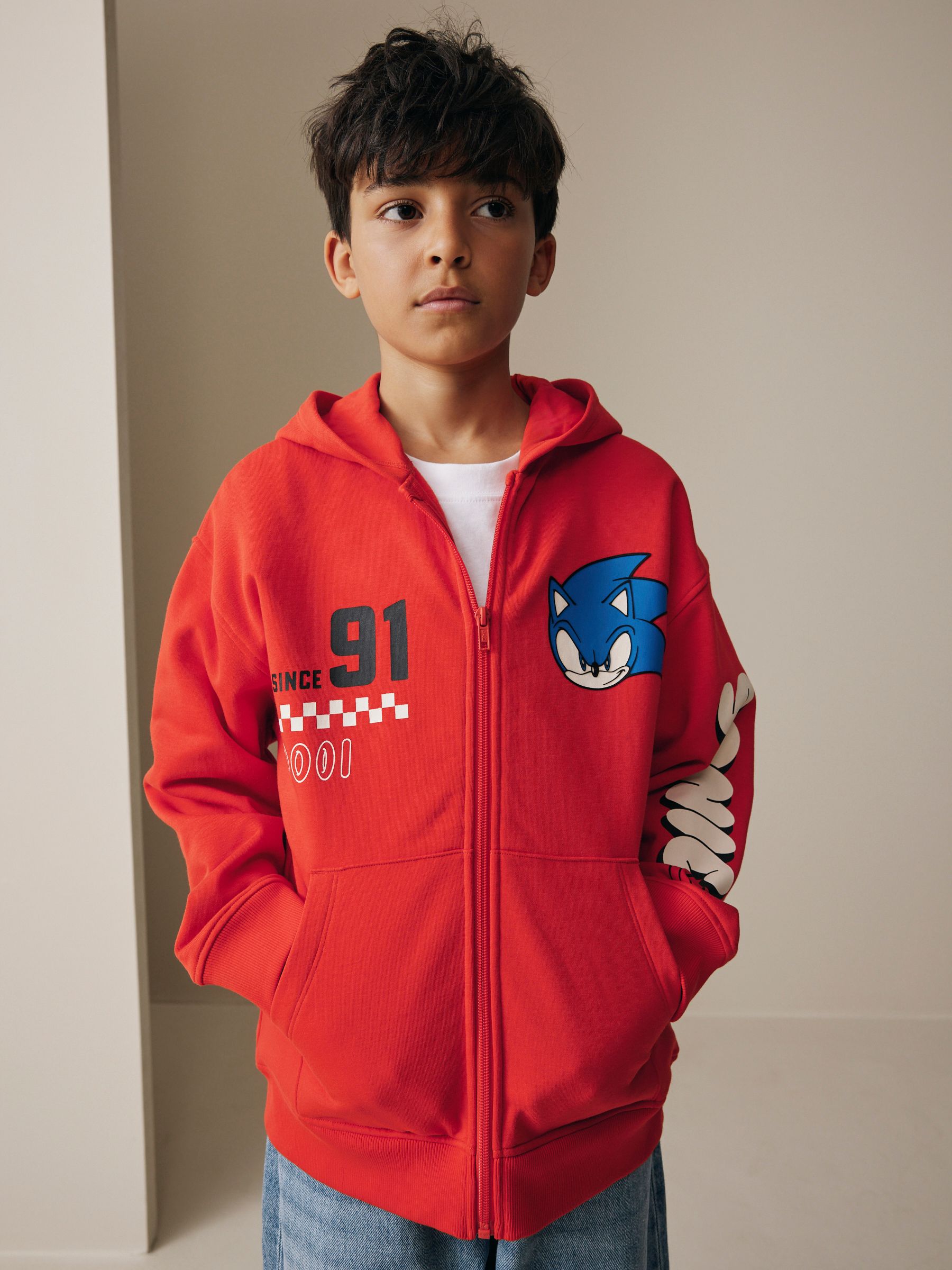 Buy Red Sonic Zip Through Hoodie (3-16yrs) from Next USA
