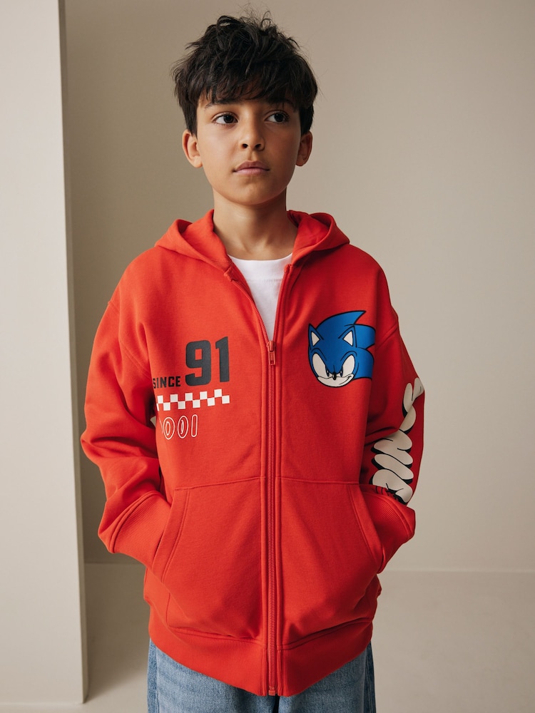 أحمر - هودي سونيك بسحاب كامل (3-16سنة) - Image 4 of 4