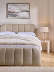 Relaxed Chenille Light Natural Mia Upholstered Ottoman Storage Bed Frame - Image 1 of 5