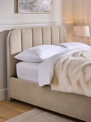 Relaxed Chenille Light Natural Mia Upholstered Ottoman Storage Bed Frame - Image 3 of 5