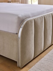 Relaxed Chenille Light Natural Mia Upholstered Ottoman Storage Bed Frame - Image 4 of 5