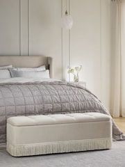 Soft Twill Oyster Natural Storage Ottoman Blanket Box - Image 1 of 10