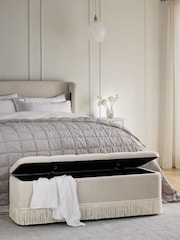 Soft Twill Oyster Natural Storage Ottoman Blanket Box - Image 2 of 10