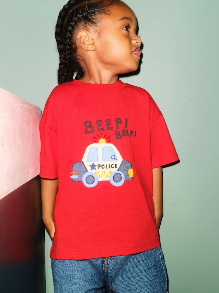 Red Police Car - تيشرت بكُم قصير وبتصميم مزخرف (3 شهور-7 سنوات) - صورة 1 من 7 Red Police Car - تيشرت بكُم قصير وبتصميم مزخرف (3 شهور-7 سنوات) - صورة 1 من 7
