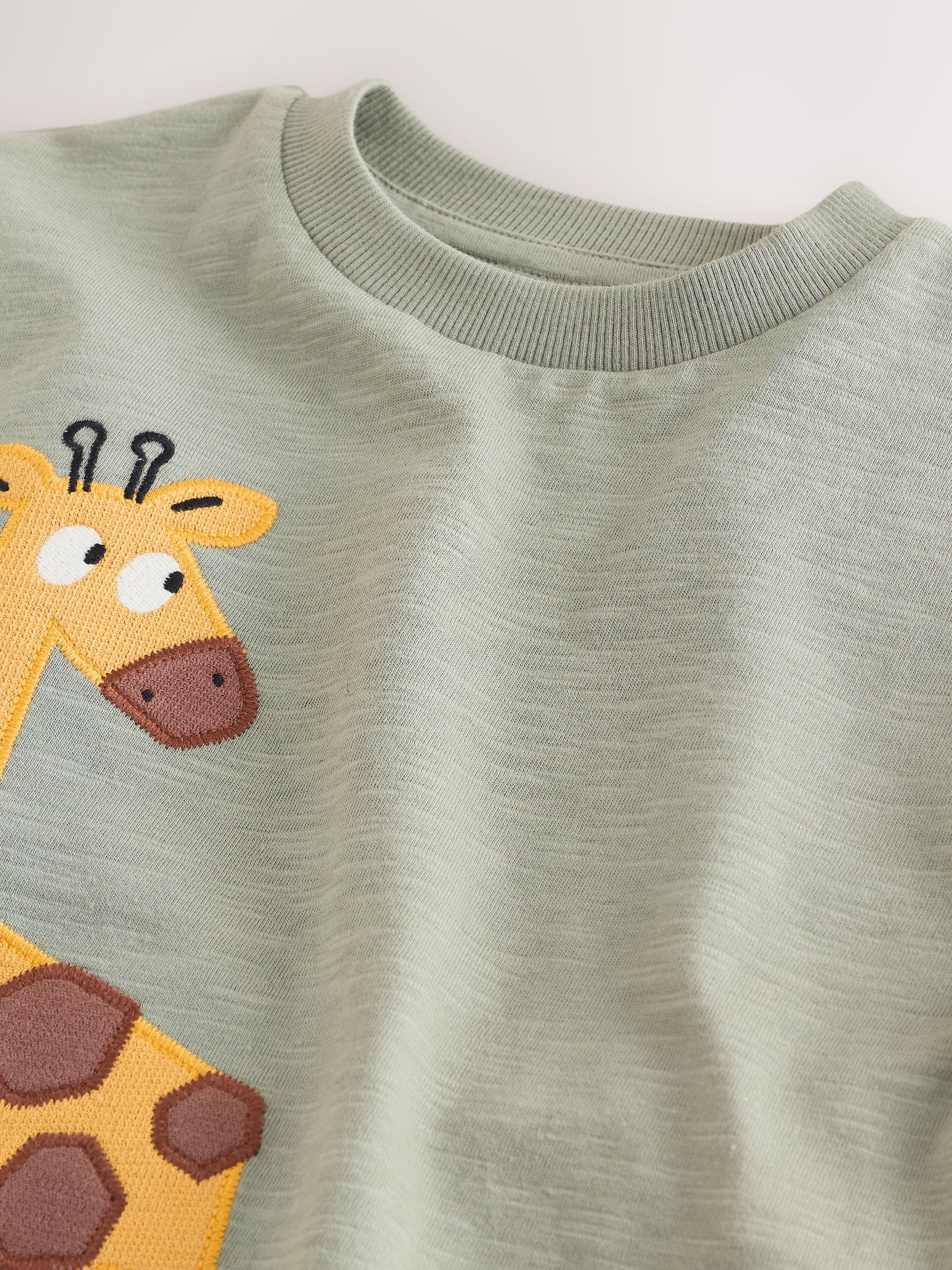 Buy Green Giraffe Short Sleeve Appliqué T-Shirt (3mths-7yrs) from