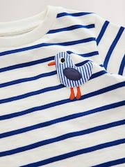 White/Blue Stripe Seagull Short Sleeve 3D Padded T-Shirt (3mths-7yrs) - Image 4 of 4