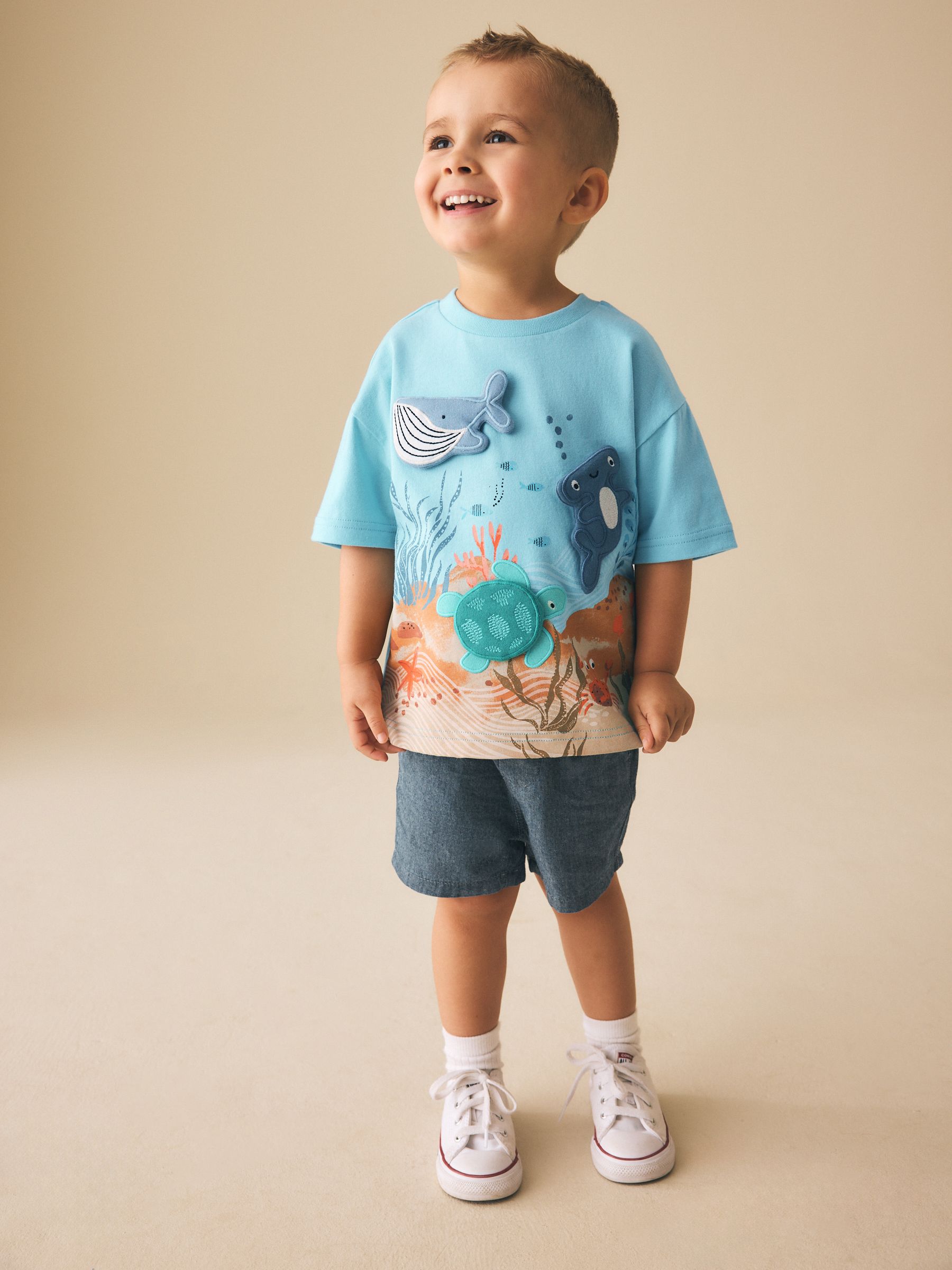 Buy Blue Sea Animal Short Sleeve 3D Padded T-Shirt (3mths-7yrs
