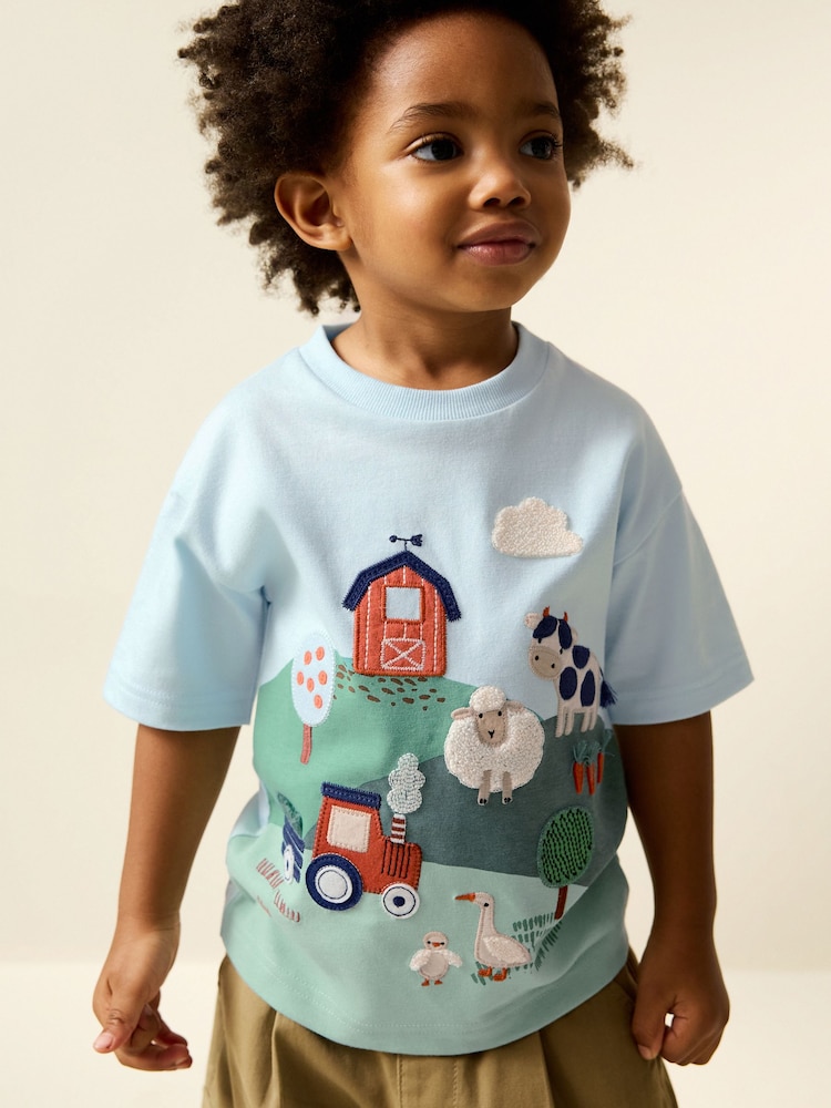 Green/Blue Farm - تيشرت بكُم قصير وبتصميم مزخرف (3 شهور-7 سنوات) - صورة 1 من 7 Green/Blue Farm - تيشرت بكُم قصير وبتصميم مزخرف (3 شهور-7 سنوات) - صورة 1 من 7