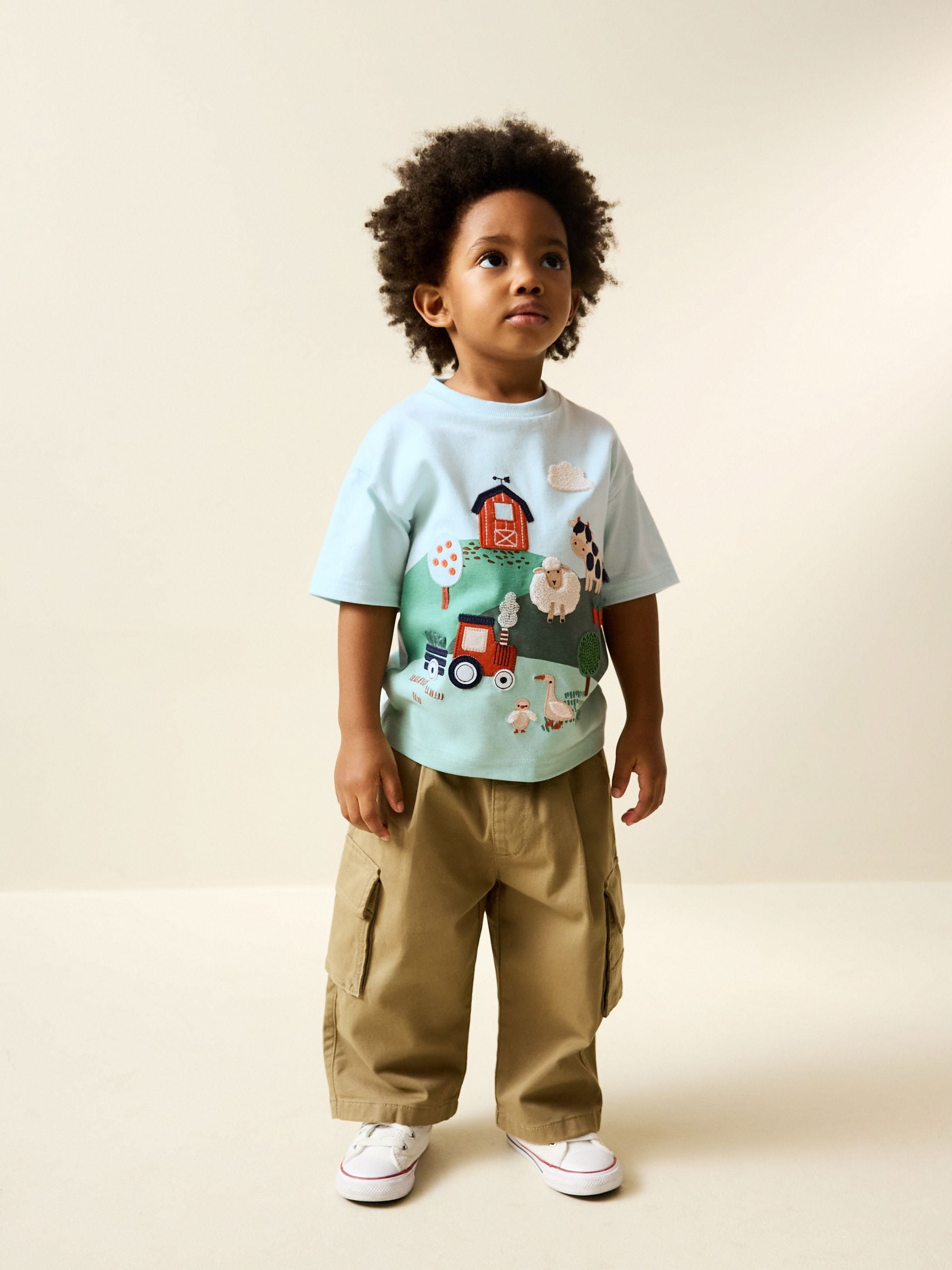 Buy Green/Blue Farm Short Sleeve Appliqué T-Shirt (3mths-7yrs