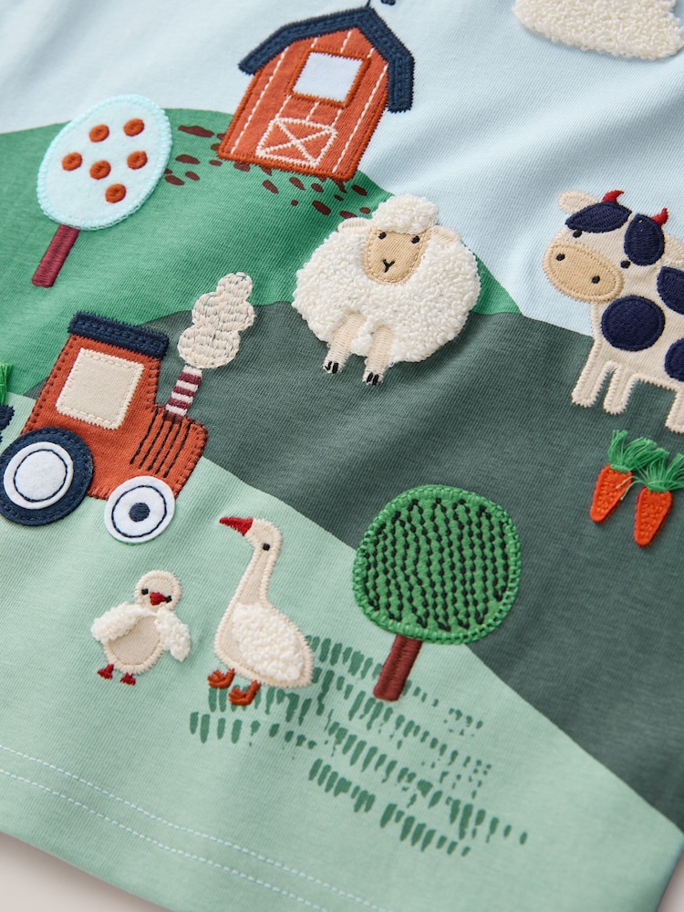 Green/Blue Farm - تيشرت بكُم قصير وبتصميم مزخرف (3 شهور-7 سنوات) - صورة 7 من 7 Green/Blue Farm - تيشرت بكُم قصير وبتصميم مزخرف (3 شهور-7 سنوات) - صورة 7 من 7