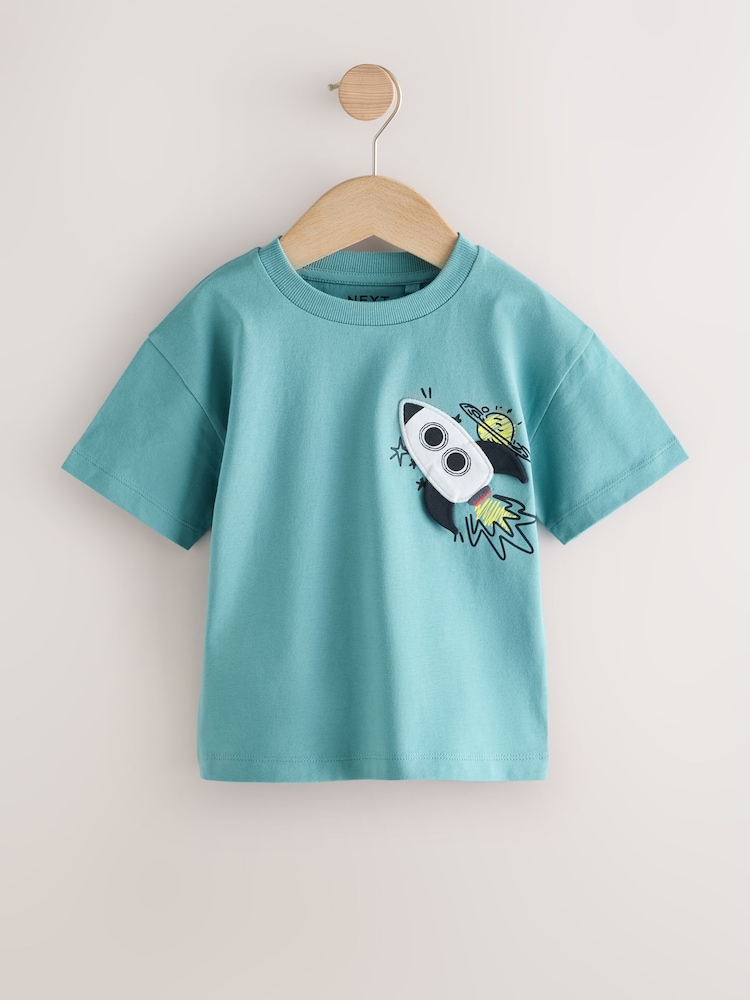 Blue Rocketship - Short Sleeve Interactive T-Shirt (3mths-7yrs) - صورة 1 من 4 Blue Rocketship - Short Sleeve Interactive T-Shirt (3mths-7yrs) - صورة 1 من 4