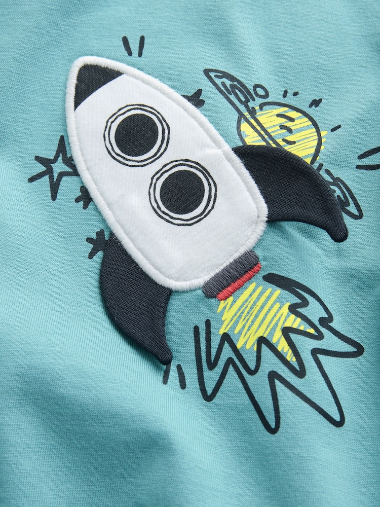 Blue Rocketship - Short Sleeve Interactive T-Shirt (3mths-7yrs) - صورة 4 من 4 Blue Rocketship - Short Sleeve Interactive T-Shirt (3mths-7yrs) - صورة 4 من 4