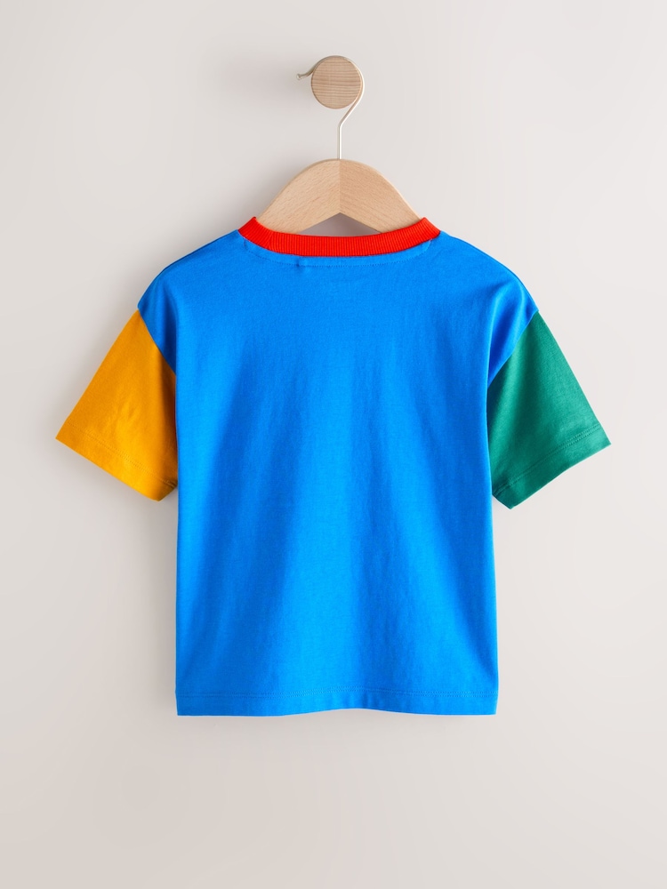 Blue/Green/Yellow Digger Short Sleeve Colourblock T-Shirt (3mths-7yrs) (3mths-7yrs) - Image 2 of 4 Blue/Green/Yellow Digger Short Sleeve Colourblock T-Shirt (3mths-7yrs) (3mths-7yrs) - Image 2 of 4