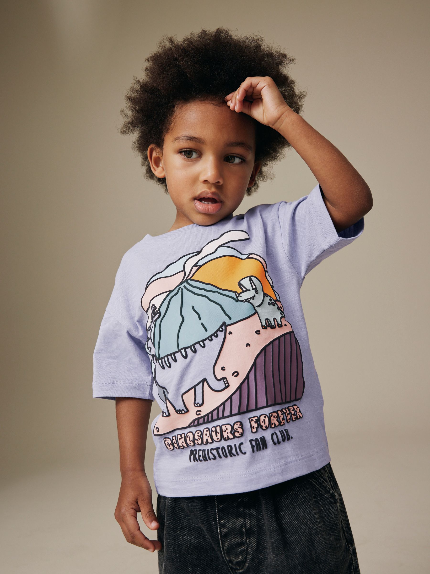 Buy Purple Dinosaur Short Sleeve Graphic T-Shirt (3mths-7yrs) from