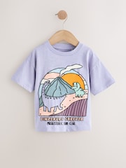 Purple Dinosaur Short Sleeve Graphic T-Shirt (3mths-7yrs) - Image 1 of 4