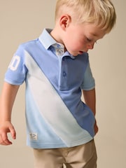 أزرق - Colourblock Short Sleeve Polo Shirt (3mths-7yrs) - صورة 2 من 9