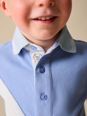 أزرق - Colourblock Short Sleeve Polo Shirt (3mths-7yrs) - صورة 4 من 9