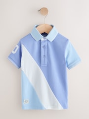 أزرق - Colourblock Short Sleeve Polo Shirt (3mths-7yrs) - صورة 5 من 9