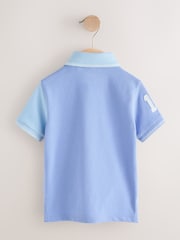 أزرق - Colourblock Short Sleeve Polo Shirt (3mths-7yrs) - صورة 6 من 9