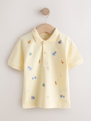 イエロー ファーム - All-Over-Embroidered Short Sleeve Polo Shirt (3mths-7yrs) - 画像 1 / 4