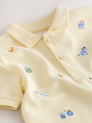 イエロー ファーム - All-Over-Embroidered Short Sleeve Polo Shirt (3mths-7yrs) - 画像 3 / 4