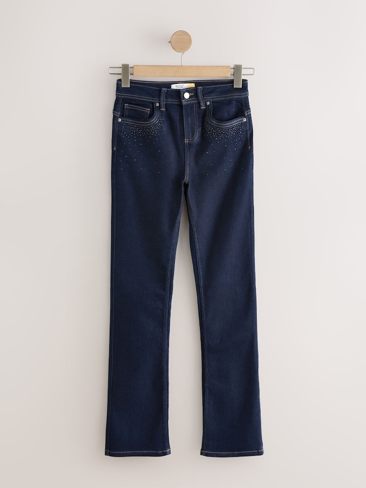 Rinse Blue Embellished Supersoft Bootcut Jeans - Image 1 of 4 Rinse Blue Embellished Supersoft Bootcut Jeans - Image 1 of 4