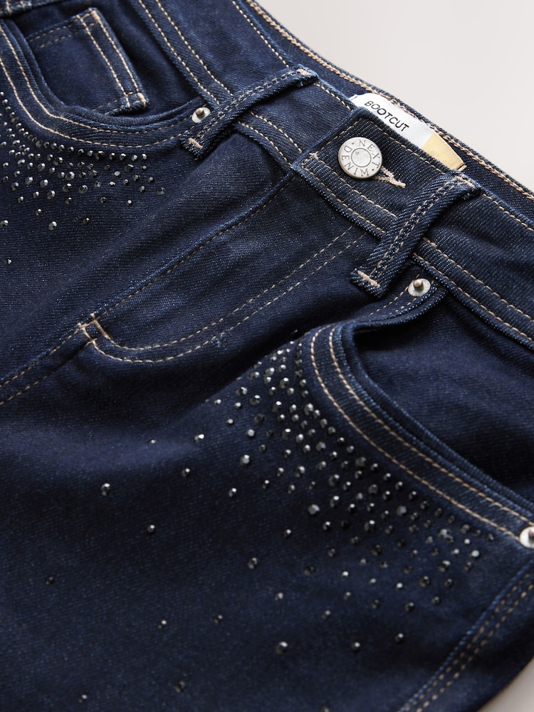 Rinse Blue Embellished Supersoft Bootcut Jeans - Image 2 of 4 Rinse Blue Embellished Supersoft Bootcut Jeans - Image 2 of 4