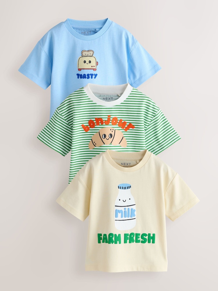 Blue Breakfast Short Sleeve Graphic T-Shirts 3 Pack (3mths-7yrs) - Image 1 of 7