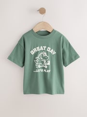 Orange/Green Dinosaur Short Sleeve Graphic T-Shirts 4 Pack (3mths-7yrs) - Image 2 of 8