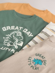 Orange/Green Dinosaur Short Sleeve Graphic T-Shirts 4 Pack (3mths-7yrs) - Image 8 of 8