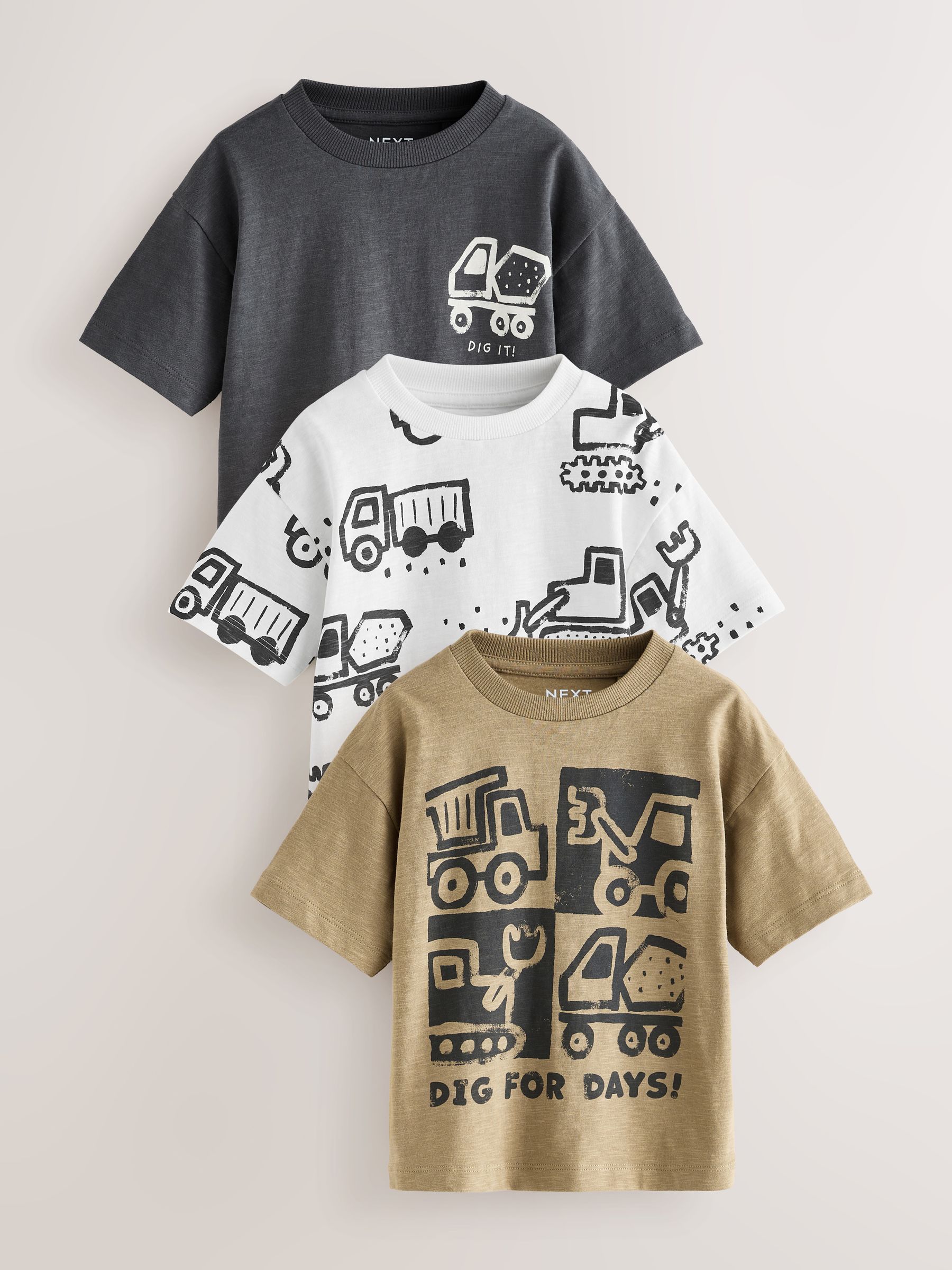 shadows dig EXTRA Tシャツ Buy Black Digger Short Sleeve Graphic T-Shirts 3 Pack (3mths-7yrs