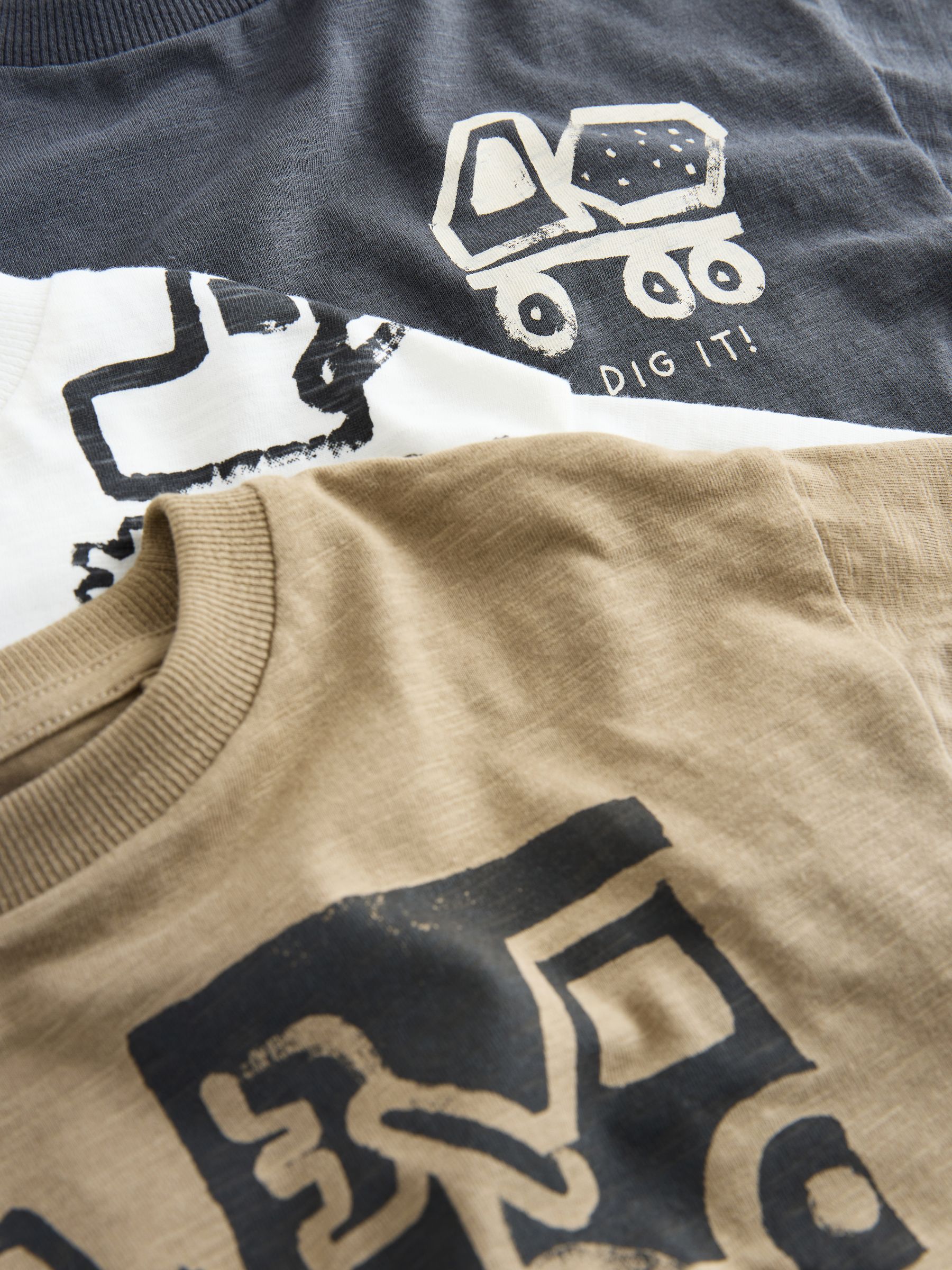 Buy Black Digger Short Sleeve Graphic T-Shirts 3 Pack (3mths-7yrs