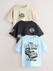 Black/Grey Race Car - Short Sleeve Graphic T-Shirts 3 Pack (3mths-7yrs) - صورة 1 من 7